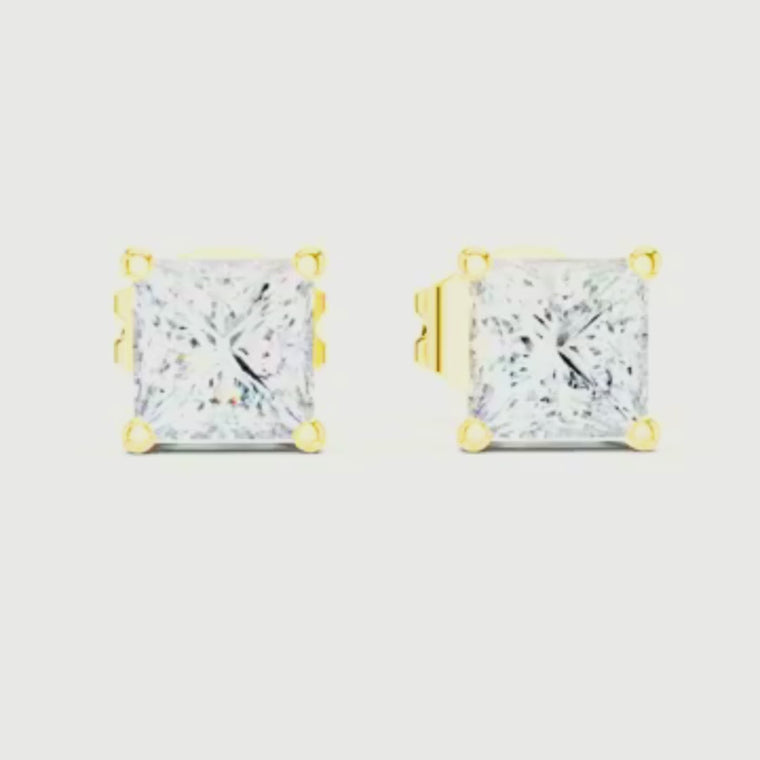 Signature Princess Cut Stud Earrings Premium Square Design video