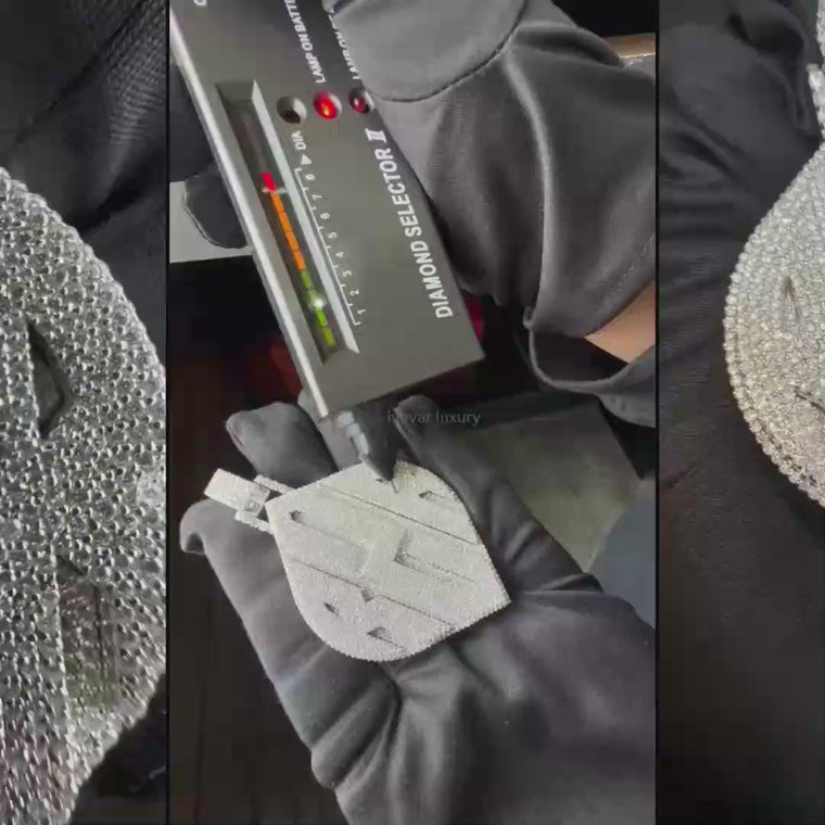 Custom Leaf Shield Iced-Out Initial Pendant video
