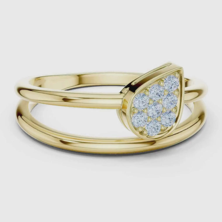 Pear Shape Round Cut Pave Double Band Ring video