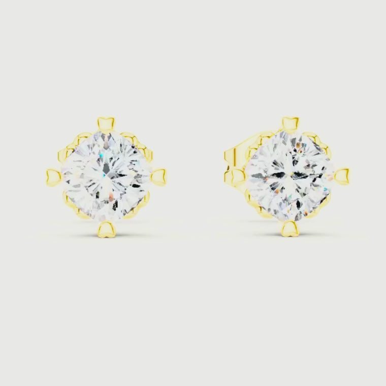 Cushion Cut Stud Earrings with Four Prong Basket Setting video
