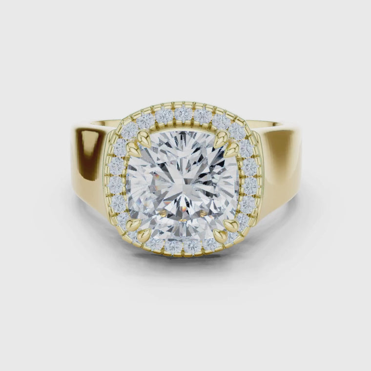 Cushion Cut Halo Wide Band Ring video