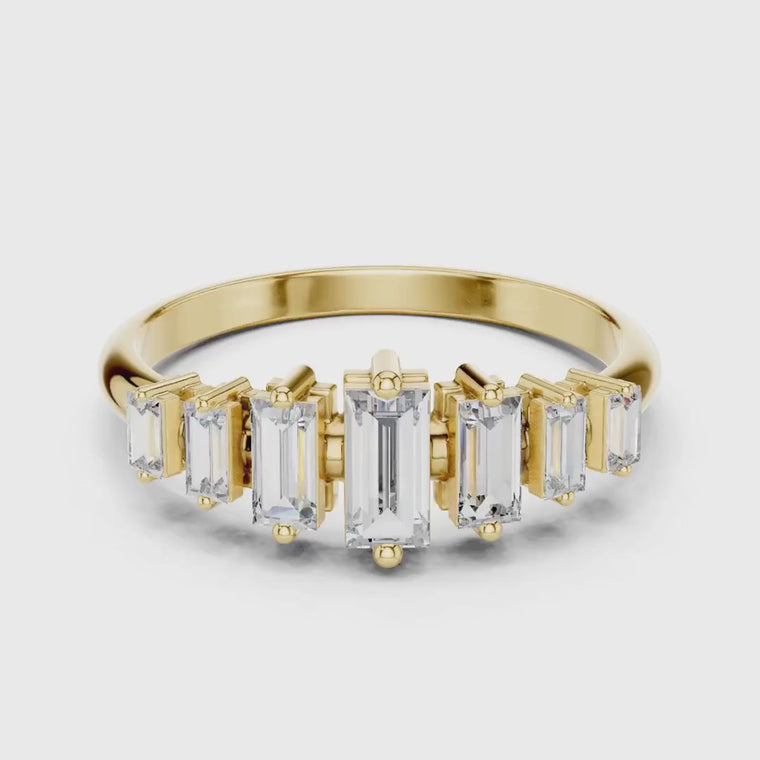 Baguette Cut Bar Band Ring in Yellow Gold video