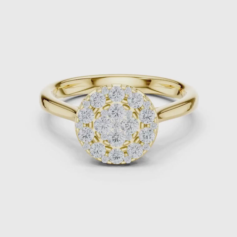 Round Cluster Ring with Sleek Band video