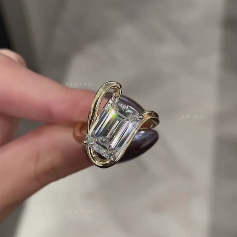 Emerald Cut Bypass Engagement Ring video