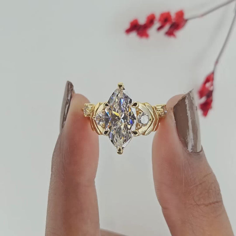 Nature Inspired Marquise Cut Engagement Ring video