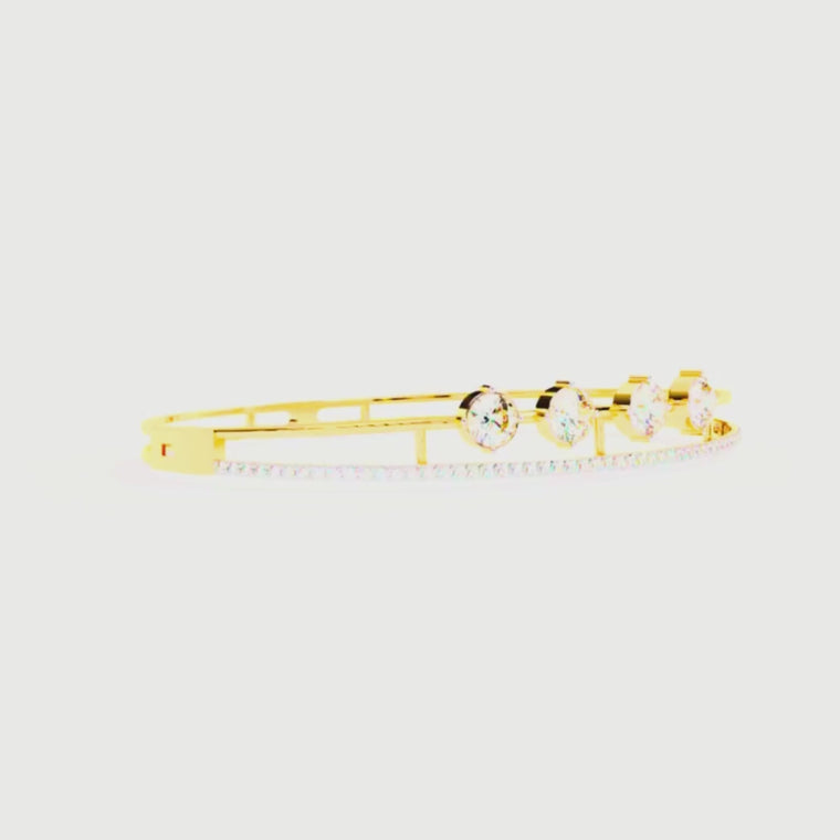 Four Round Station Bangle Bracelet Pave Accent video