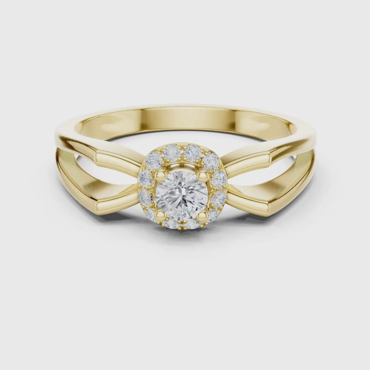 Halo Set Round Split Shank Engagement Ring video