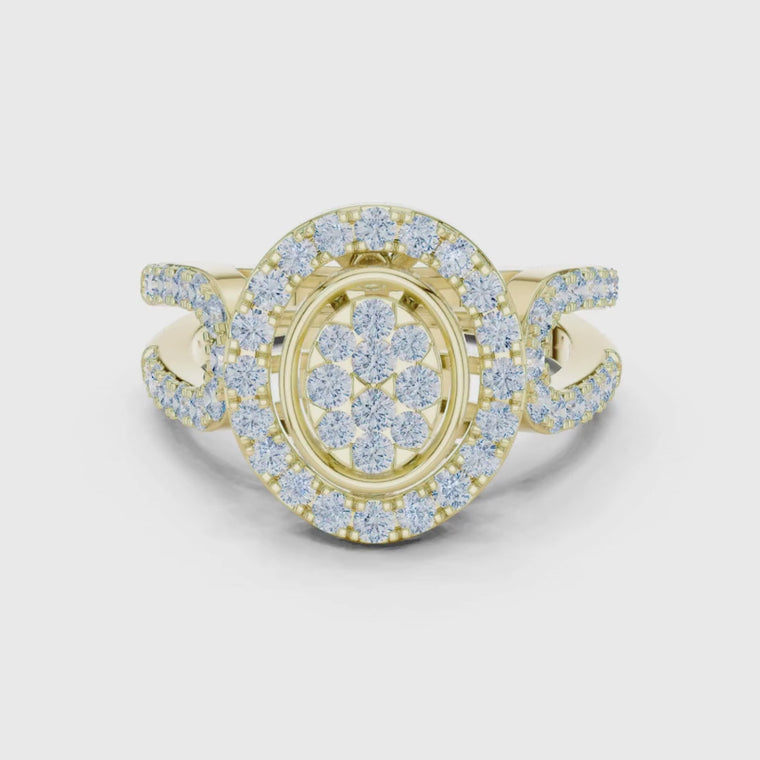 Cluster Round Cut Split Shank Engagement Ring video