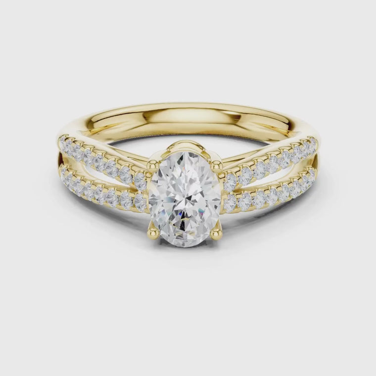 Oval Cut Ring with Split Shank Pave Band video