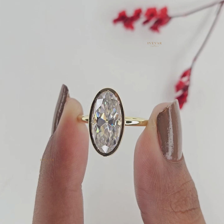 Oval Cut Bezel Set Solitaire Engagement Ring video