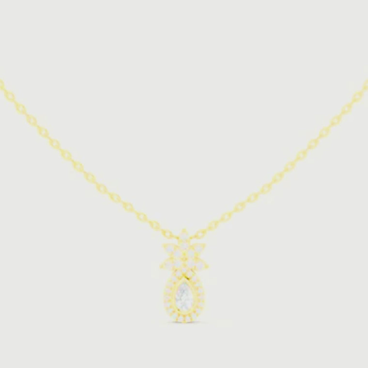 Lotus Motif Statement Charm Featuring Pear Pendant video