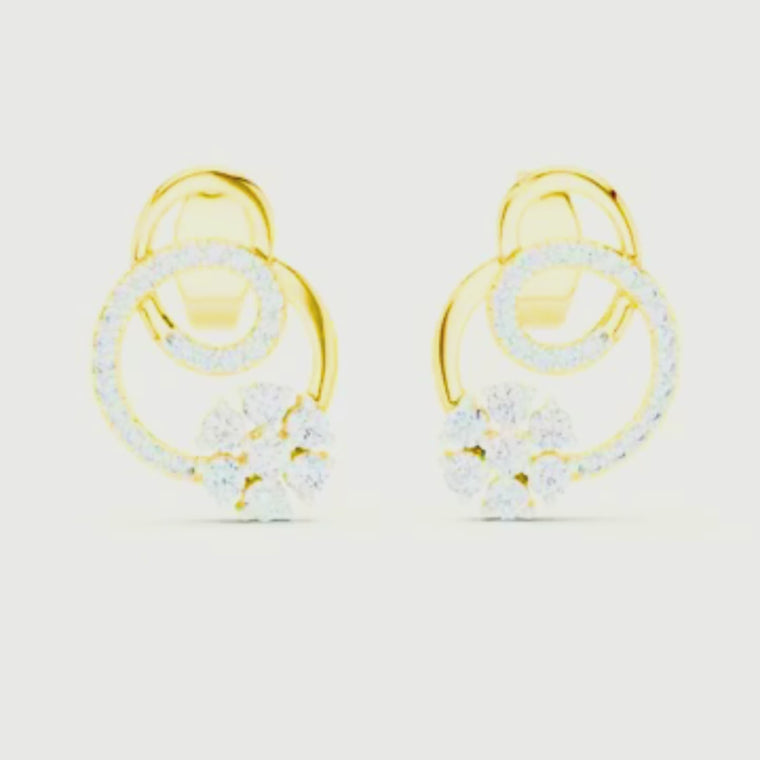 Cluster Swirl Circle Round Studs with Pave Halo video