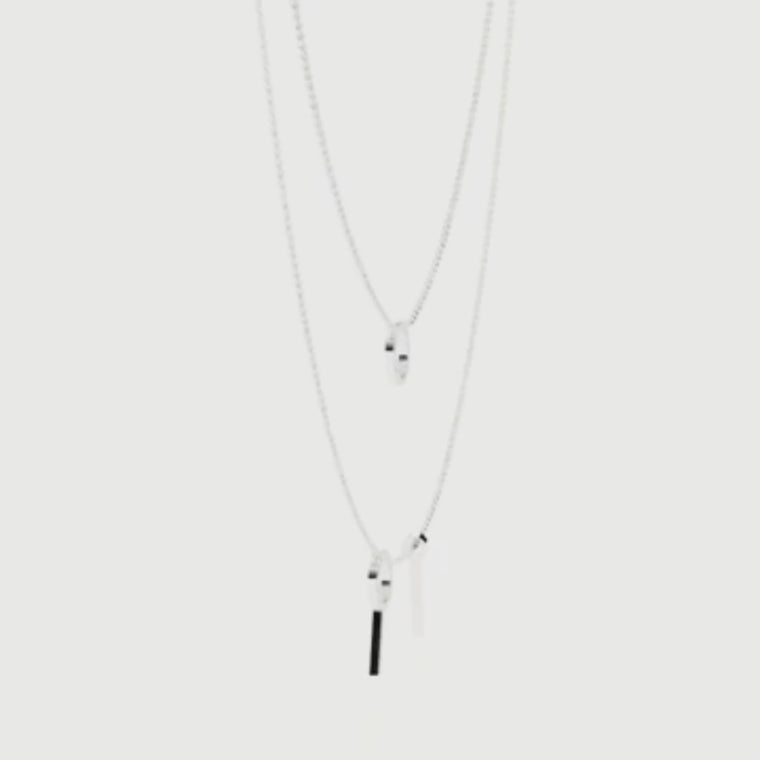Layered Open Circle Bar Pendant Double Necklace video