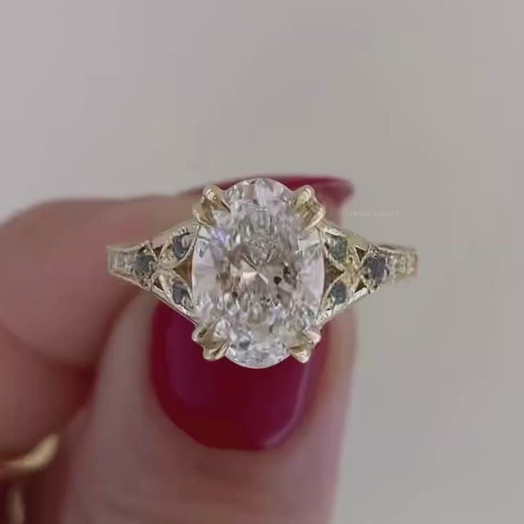 Oval Vintage Nature Inspired Engagement Ring video