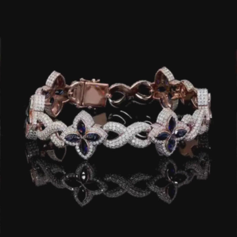 Round Cut Floral Infinity Link Tennis Bracelet video