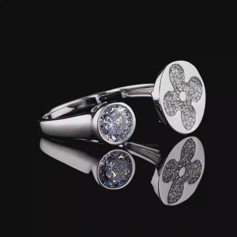Floral Open Cuff Round Anniversary Ring video