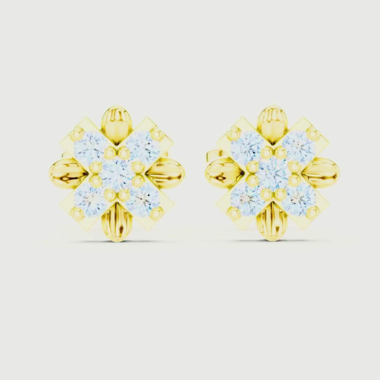 Floral Cross Round Sculpted Petal Stud Earrings video