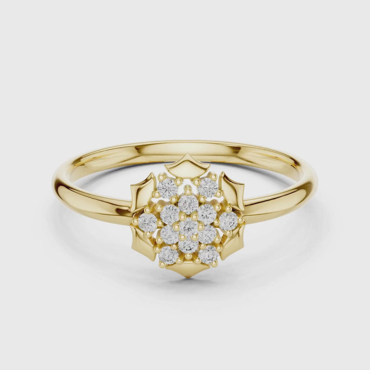 Round Cut Floral Cluster Ring for Women video