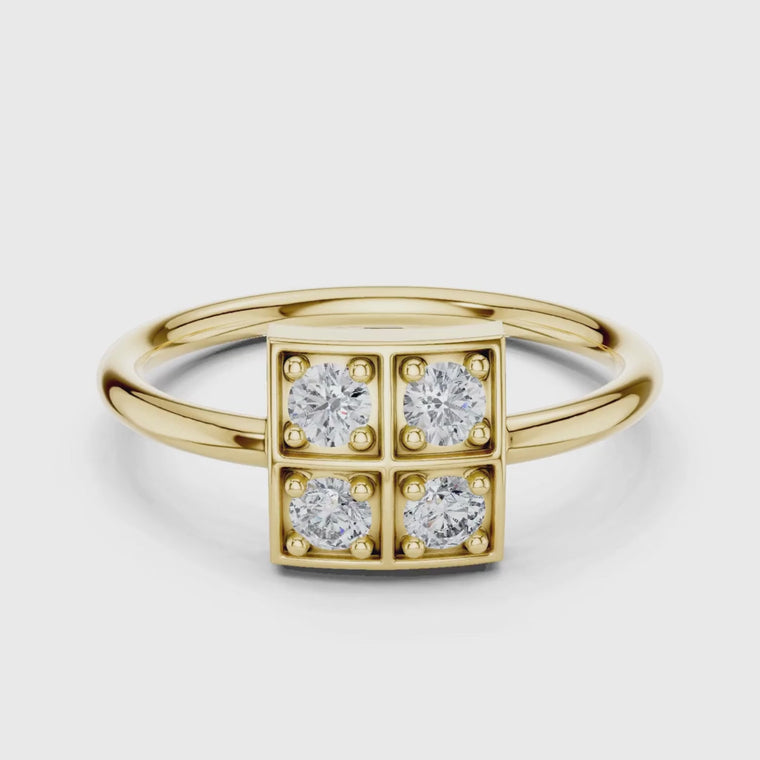Square Quad Bezel Set Cluster Ring video