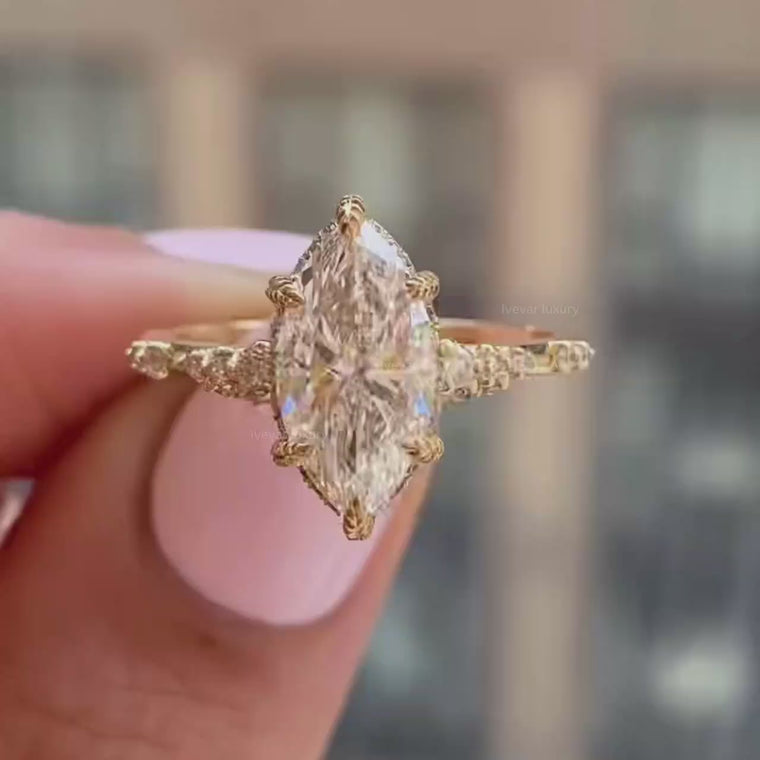 Marquise Cut Pave Cathedral Engagement Ring video