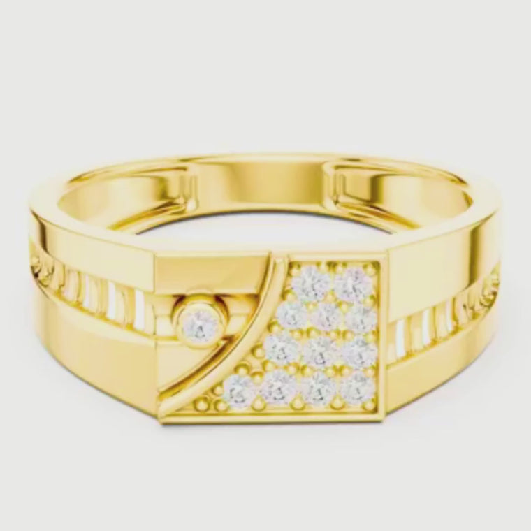 Round Cut Lab Grown Diamond Men's Bezel Accent Trapezoid Pave Band video