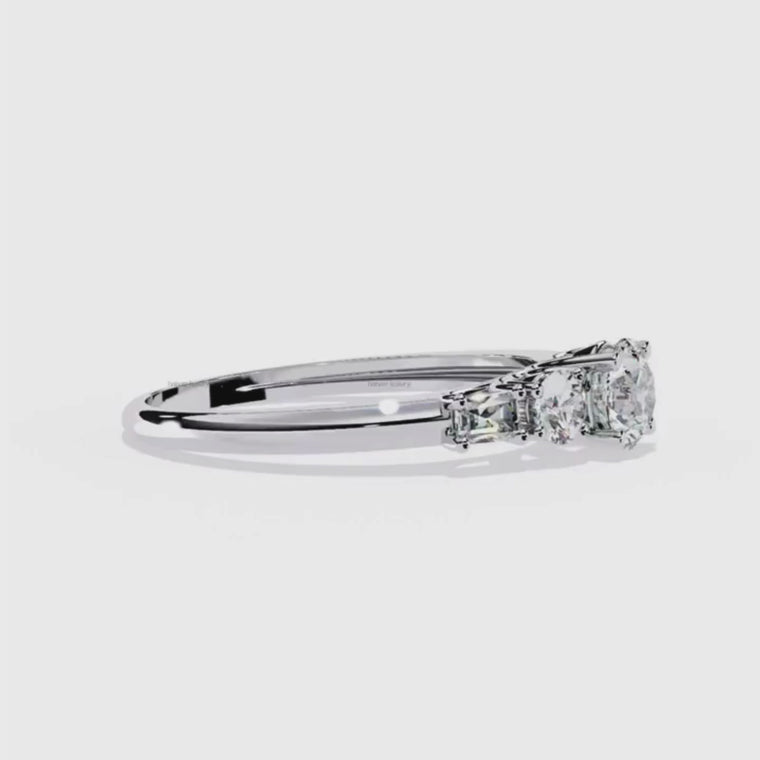 Round Five Stone Ring with Baguette Side Stones video