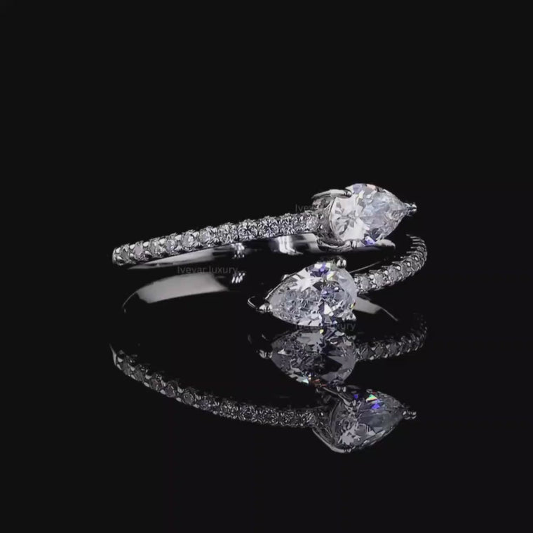Toi et Moi Pear Open Bypass Engagement Ring video