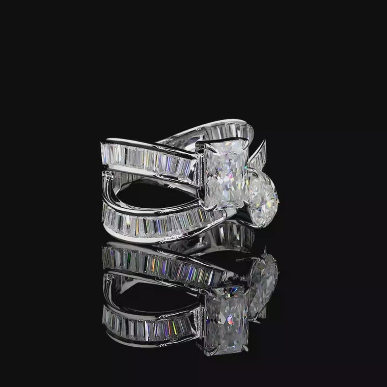 Radiant And Pear Criss Cross Baguette Ring video