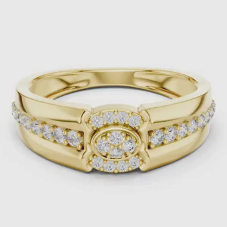 Round Pave Halo Wide Wedding Band video