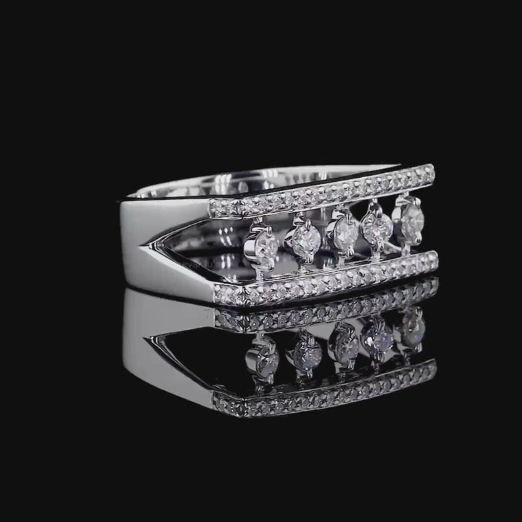Round Cut Open Frame Floating Statement Band Ring video