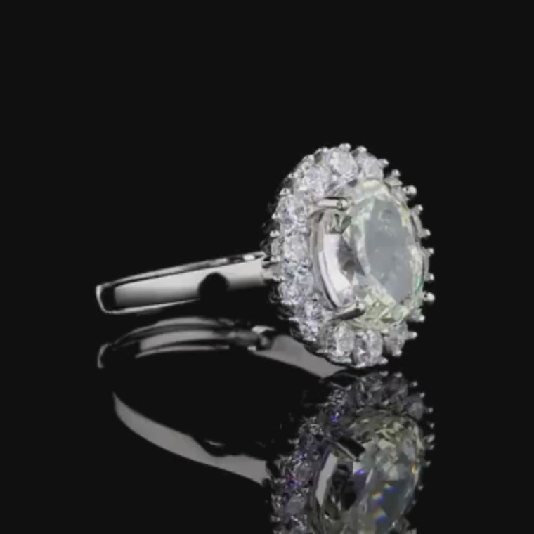 Sparkle Oval Cut Halo Cluster Engagement Ring video