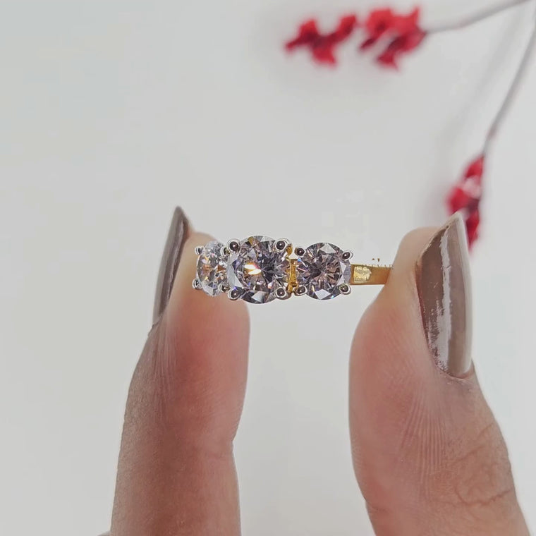 Three Stone Round Cut Engagement Ring video