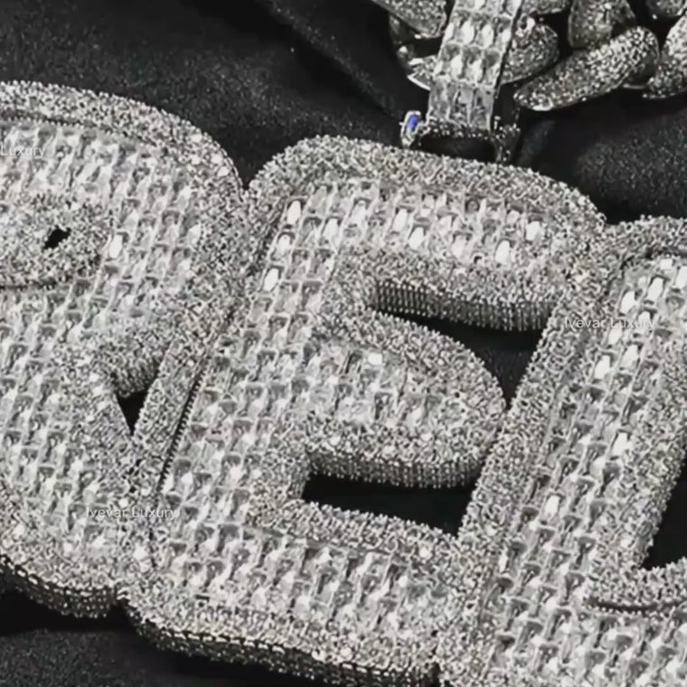 Custom Hip Hop RED Block Letter Iced-Out Pendant video