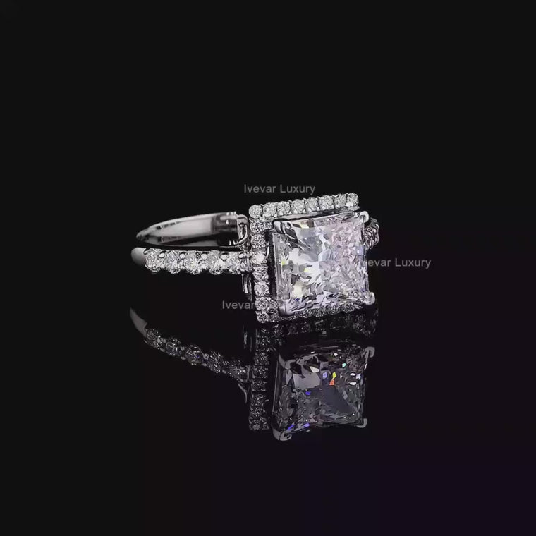 Princess Cut Hidden Halo Ring video