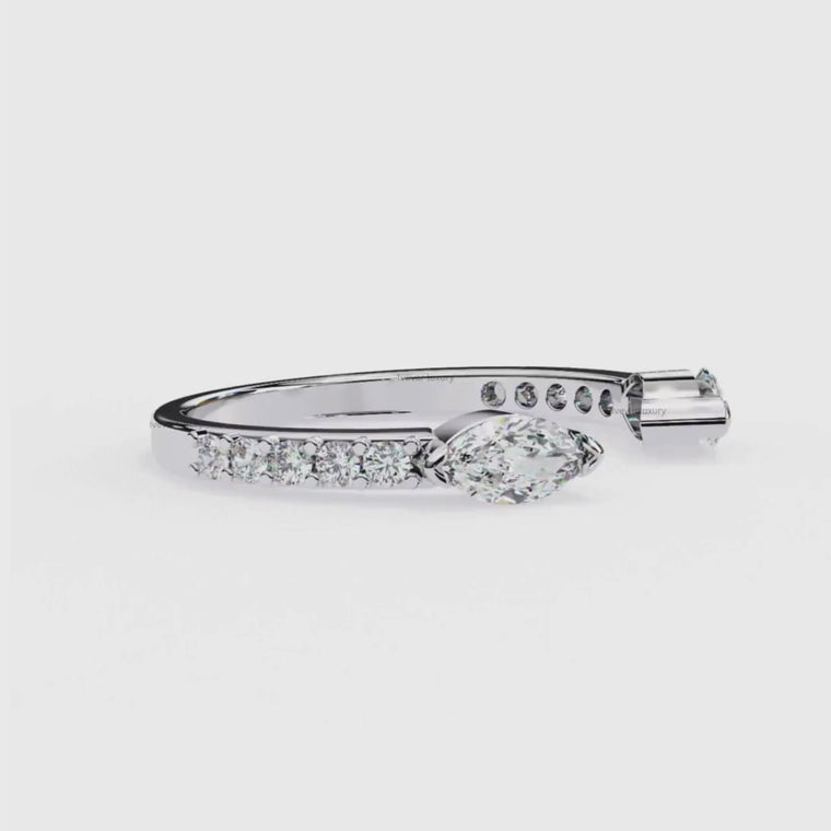 Open Pear Cut Bypass Ring with Pave Accents video