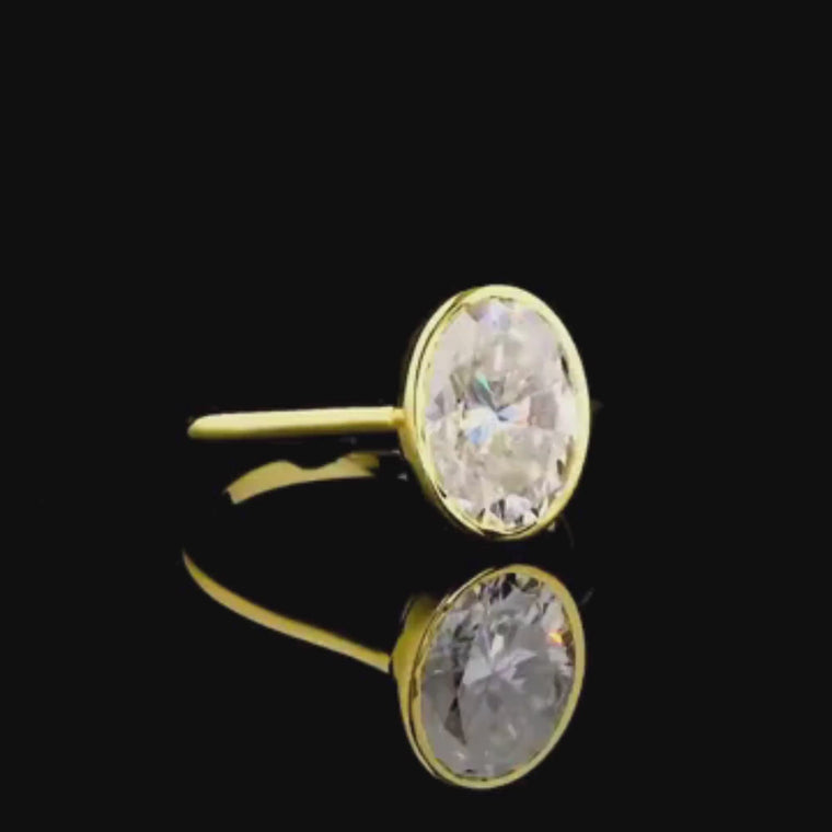 Bezel Set Elongated Oval Solitaire Engagement Ring video