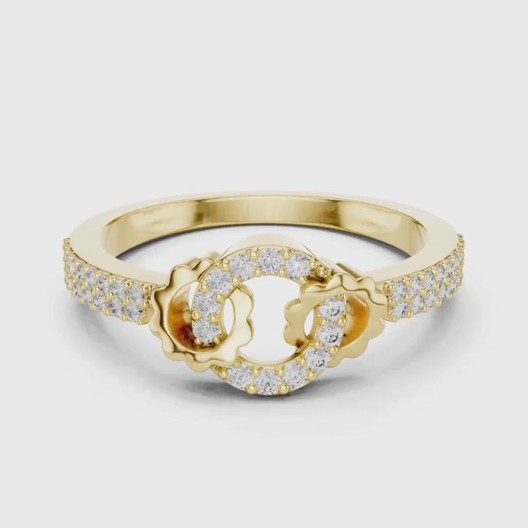 Round Cut Interlinked Halo Statement Ring Pave Band video