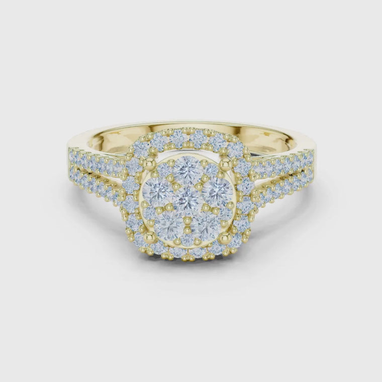 Double Halo Round Cut Split Shank Anniversary Ring video