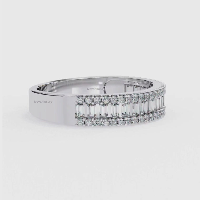 Triple Row Baguette And Round Full Eternity Band video