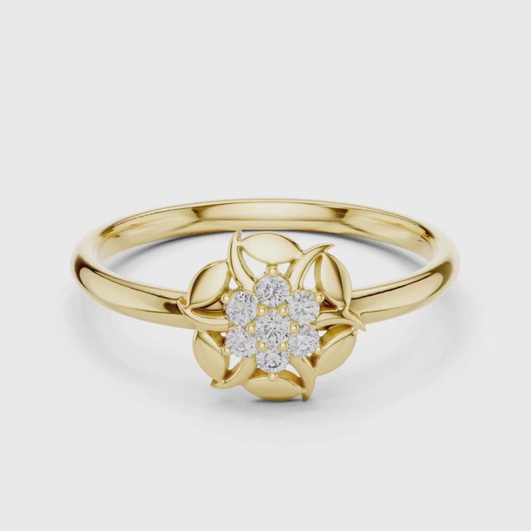 Designer Round Cut Lotus Cluster Ring video
