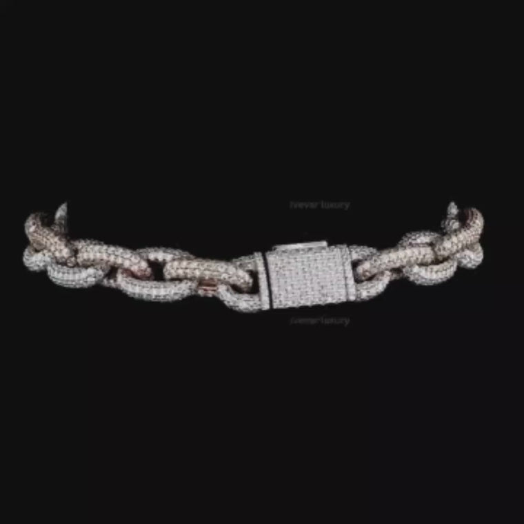 Round Cut Pave Oval Link Chain Bracelet video