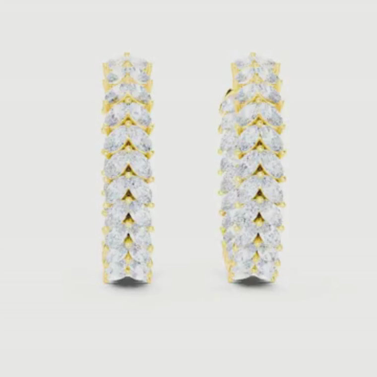 Vine Pattern Marquise Cut Hoop Earrings Inside Out Leaf Design video