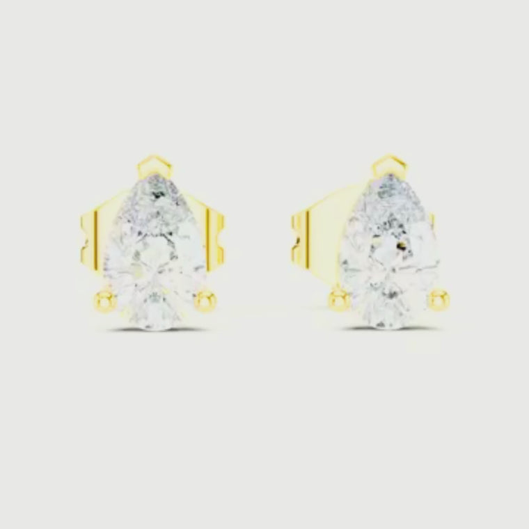 Pear Shaped Stud Earrings with Classic Three Prong Setting video