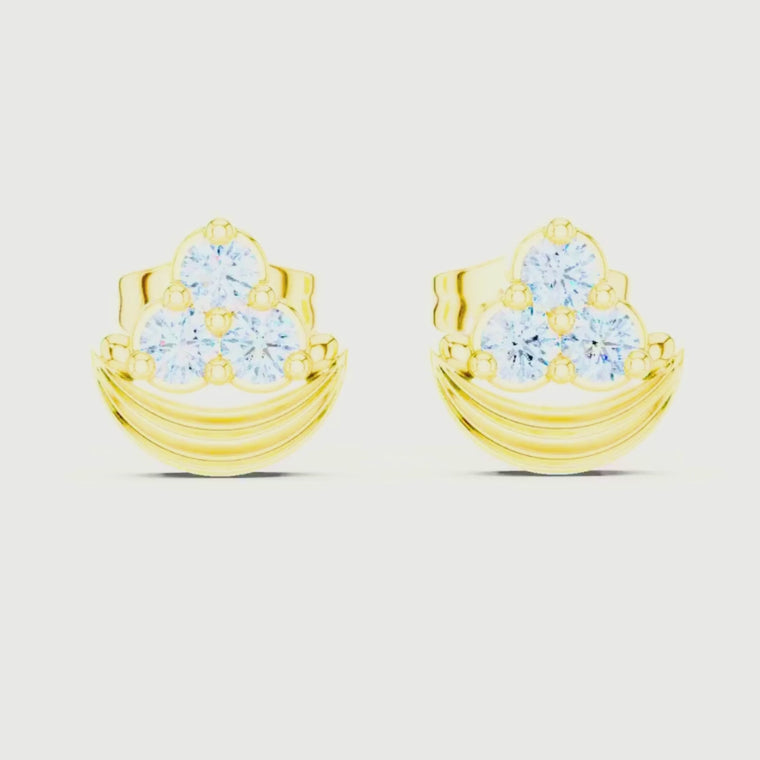 Luna Crest Round Crescent Cluster Stud Earrings video