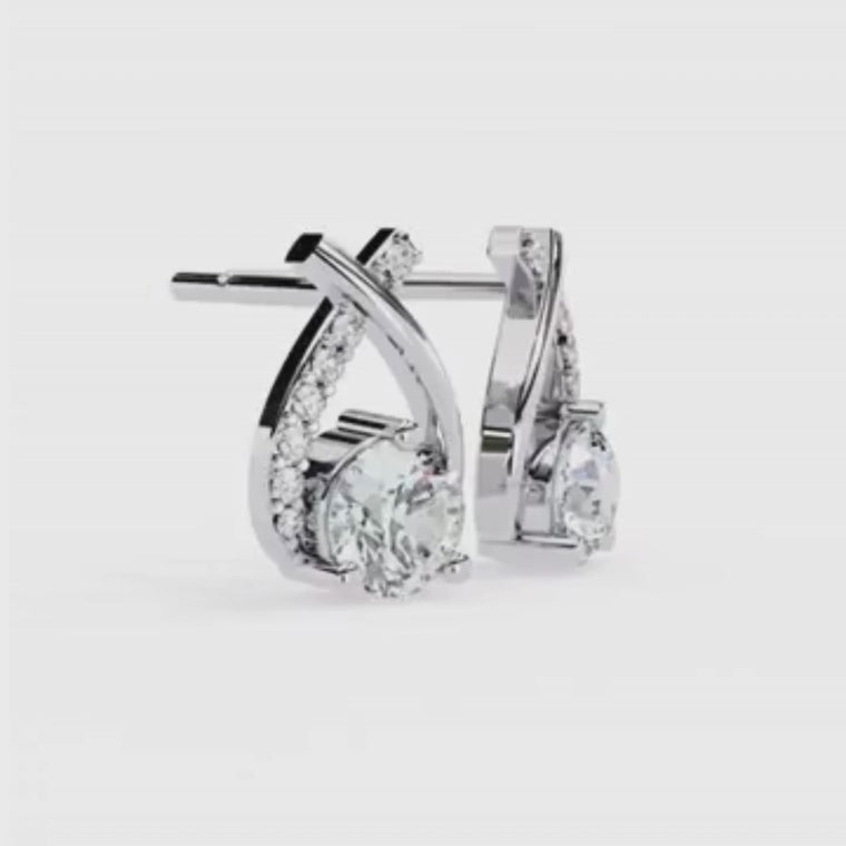 Teardrop Inspired Round Earrings with Pave Accents video