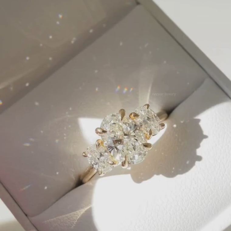 Oval Three Stone Ring With Oval Side Stones video