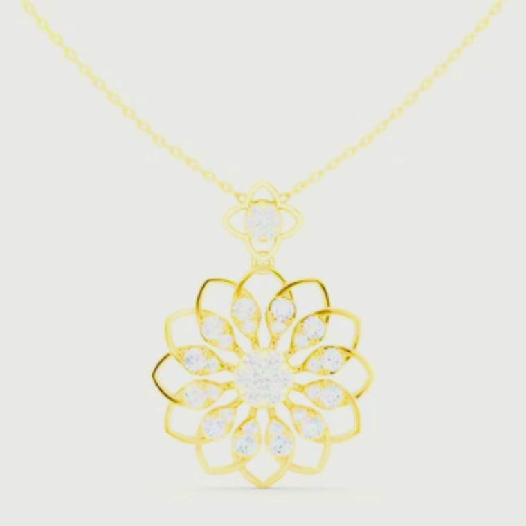 Floret Pattern Layering Pendant with Round Stone video