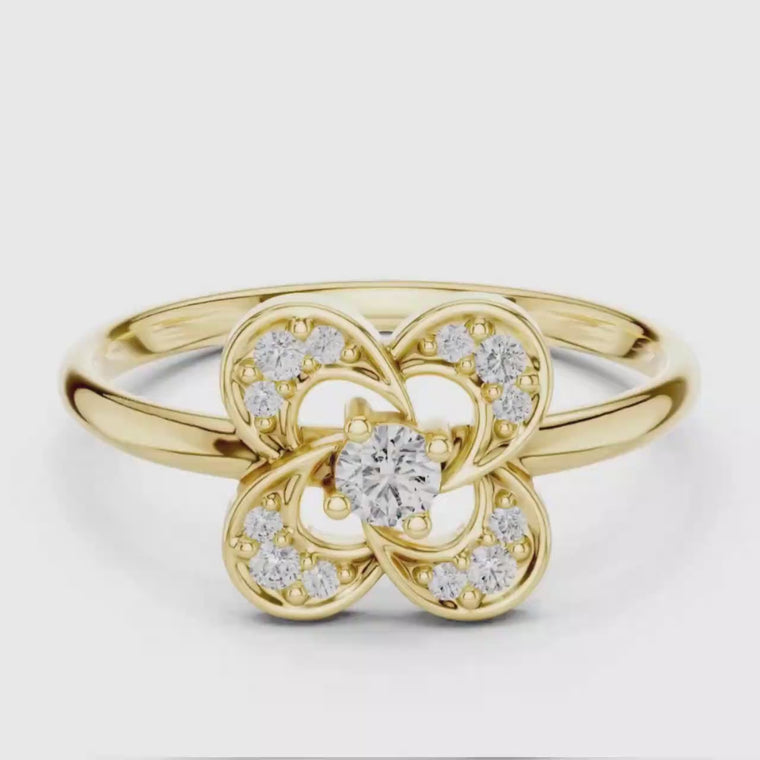 Round Floral Cluster Pave Ring video