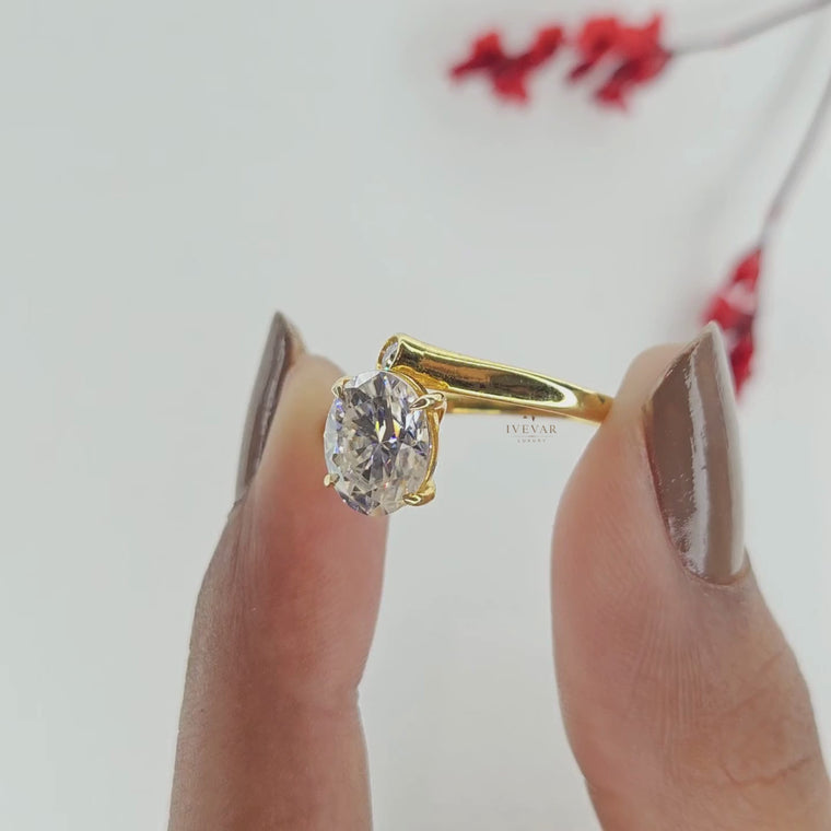 Oval Cut Bypass Band Engagement Ring video