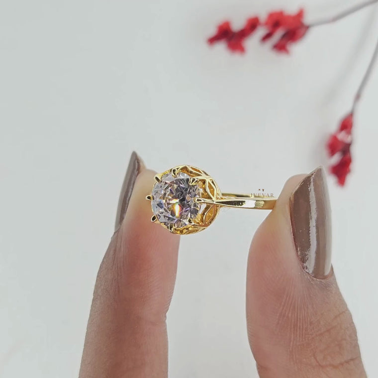 Round Cut Hexagon Basket Engagement Ring video